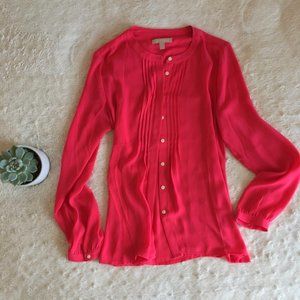 Banana Republic Pintuck Crepe Button-Down Blouse
